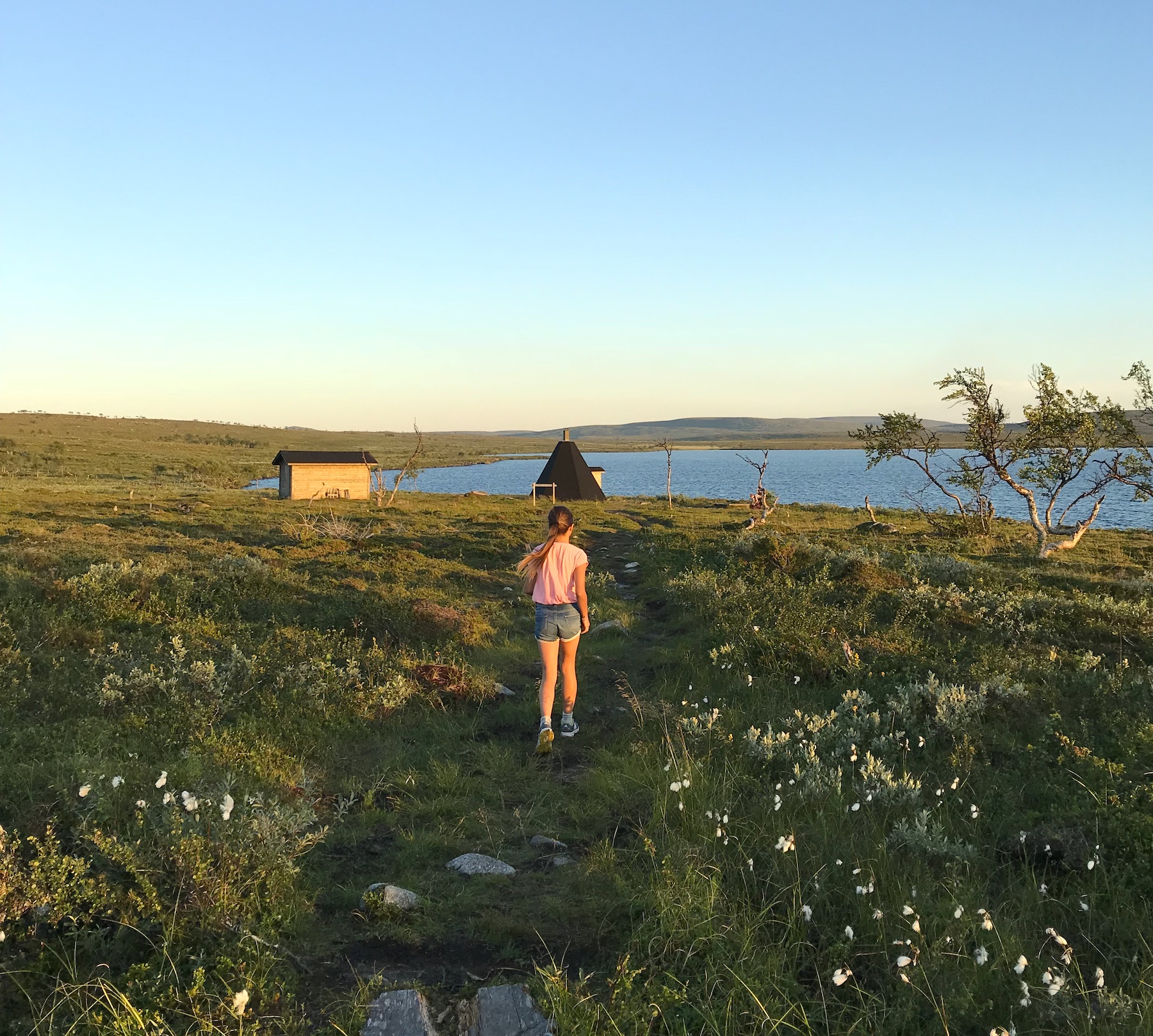 Going on a midnight hike near Utsjoki, Finland, during the midnight sun season.